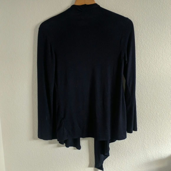 Soft, Navy Blue sleek asymmetrical sweater - Picture 4 of 5